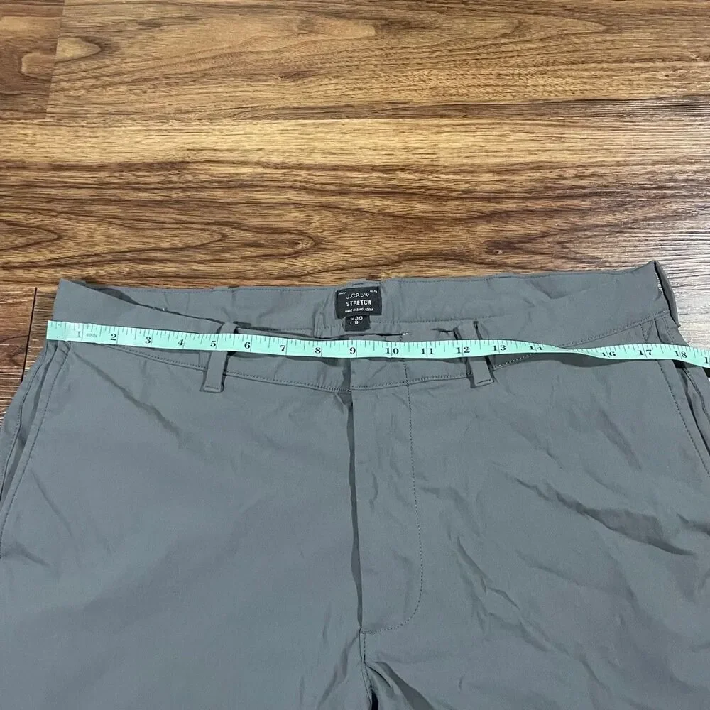 J.Crew Tech Chino Shorts Gray Stretch Classic Polyester Flat Front Mens W36 L9